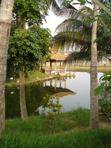 Lagoon at Five Lords Memorial Temple in Meilan District